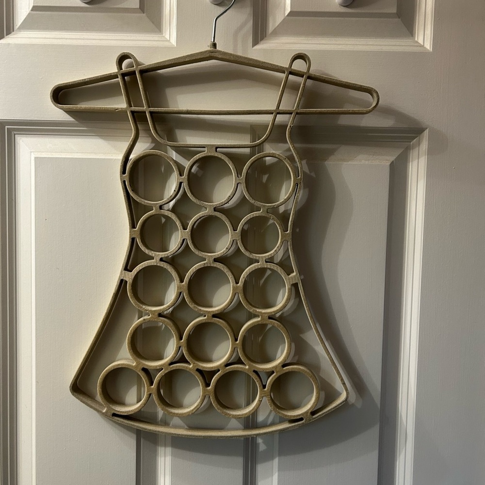Dress-Shaped tie, belt, scarf organizer closet hanger.